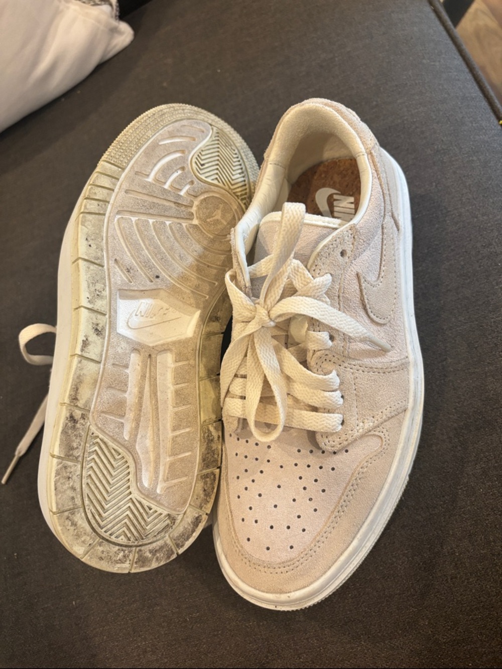 Women's Suede Lace-Up Sneakers in Light Beige - Picture 5 of 6